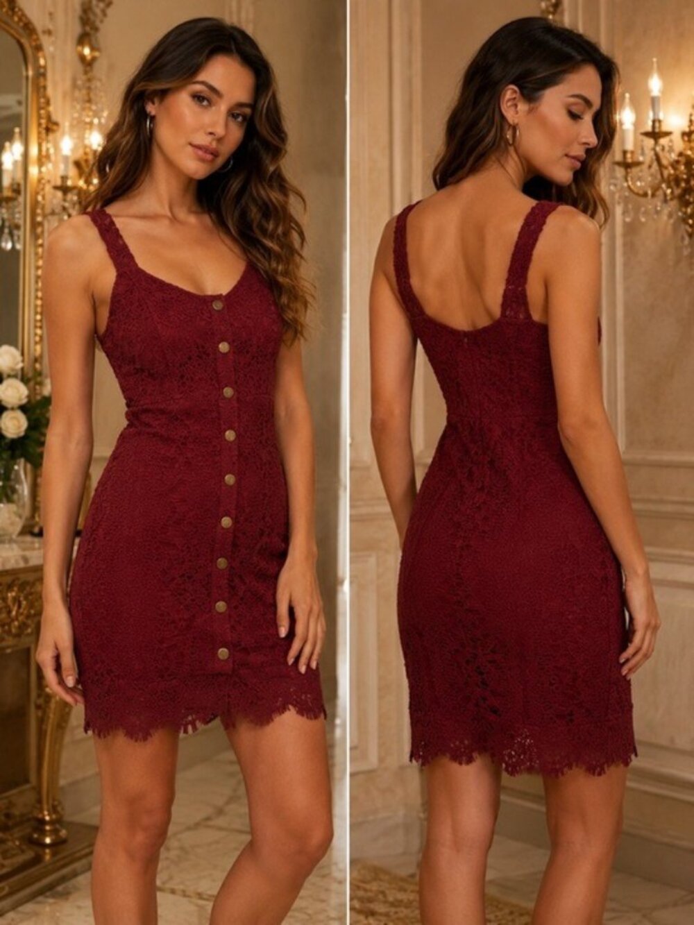 Free People Meant To Be Wine Lace Mini Slip Dress XS Romantic Coquette